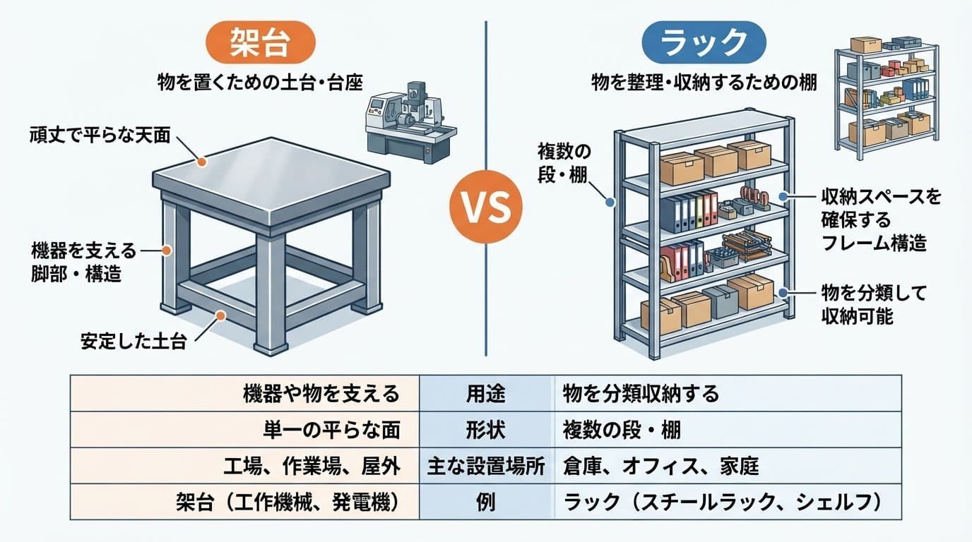 架台とラックの違いとは？オーダーメイドと規格品という視点から、用途・材質・選び方まで徹底解説
